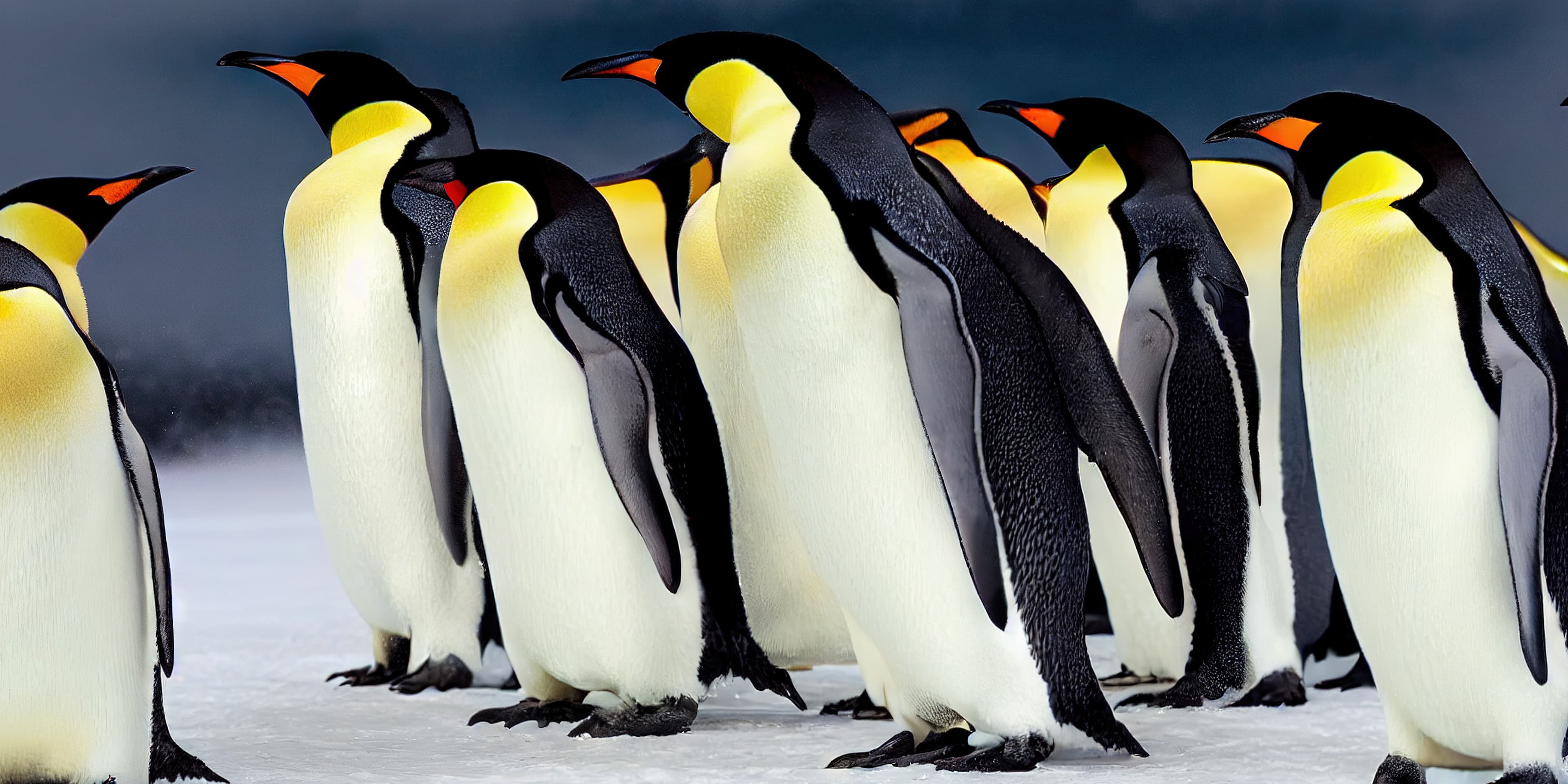 Penguins jumping into water
